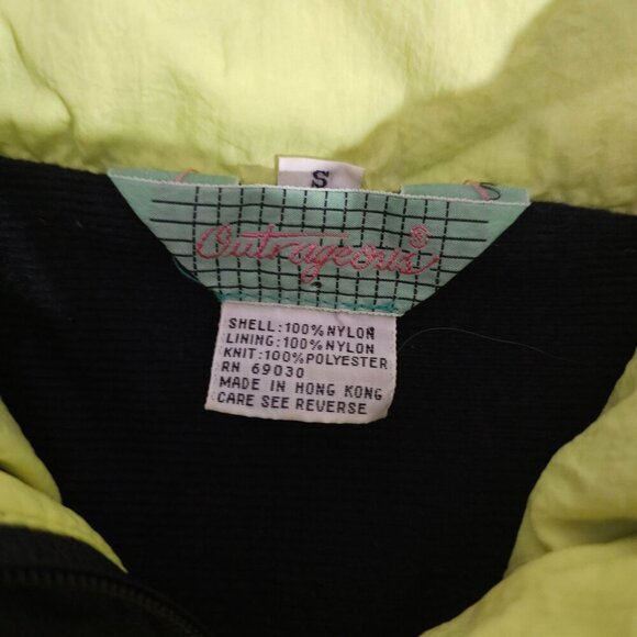 Vintage 80/90s Outrageous Neon Pink Yellow Black Pullover Windbreaker Jacket S - Picture 3 of 5